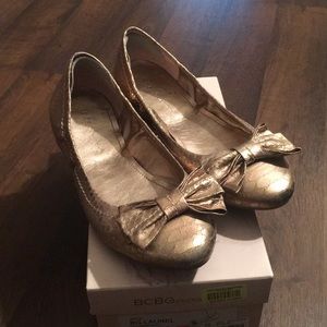 BCBG Bronze ballet flats
